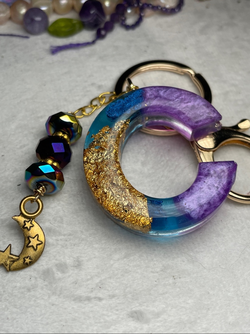 Custom Made Purple And Blue Letter C Keychain - Picture 7 of 11